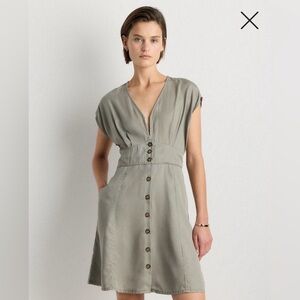 Quince Vintage Wash Tencel Button Front Dress | Olive | Medium